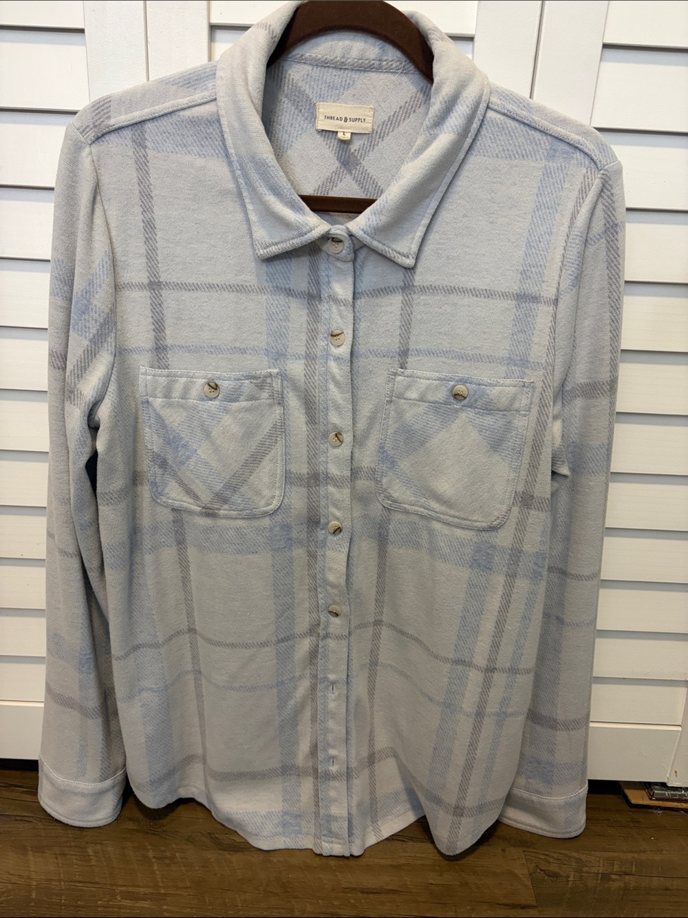 Thread & Supply Pale Blue Plaid Button-Down Shirt